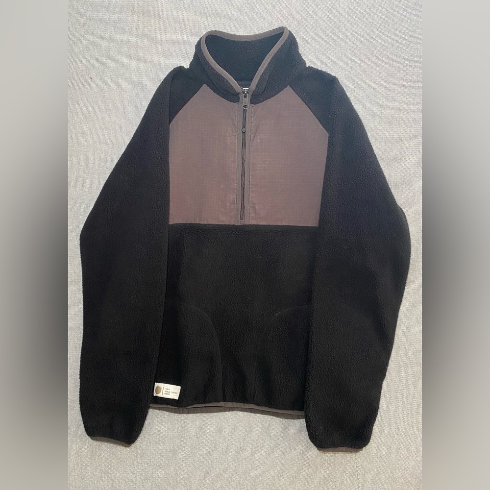 P&co Gower Sherpa Fleece Jacket Size Medium Black And Brown P & Co